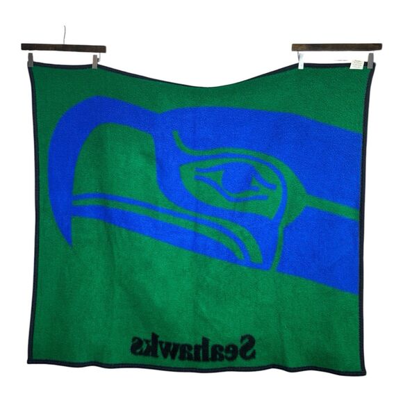 Vintage 90s Seattle Seahawks Biederlack Soft Stadium Throw Blanket NFL Retro USA - Picture 2 of 10